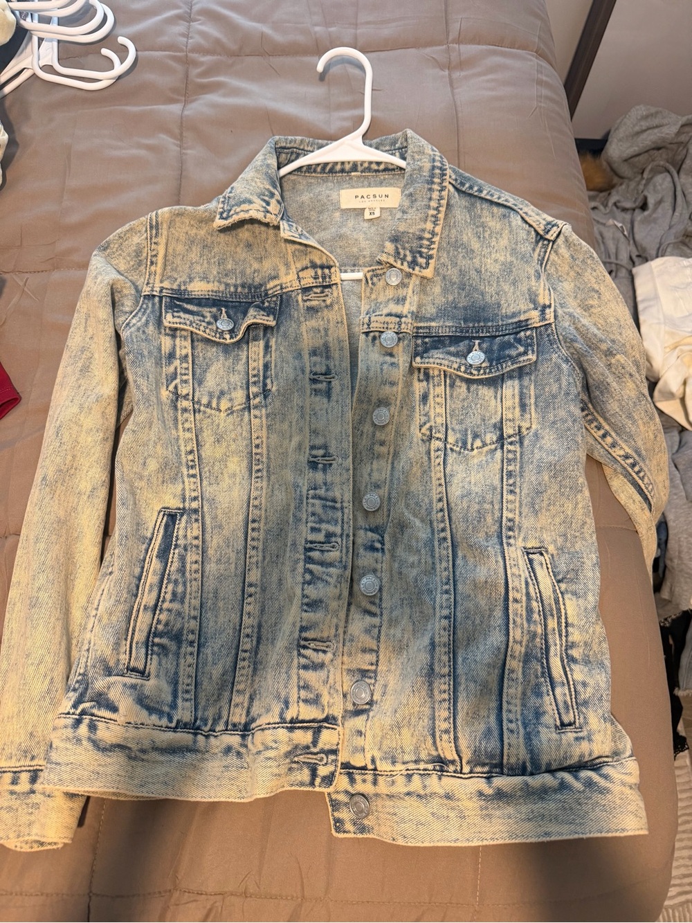 PacSun Women's Acid Wash Denim Jacket - Light Blue